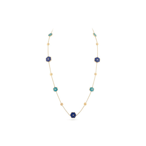 Miseno Jewelry - Baia Sommersa 18K Yellow Gold Diamonds Turquoise & Lapis Necklace | Manfredi Jewels