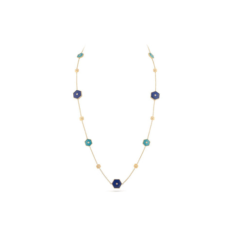 Baia Sommersa 18K Yellow Gold Diamonds Turquoise & Lapis Necklace