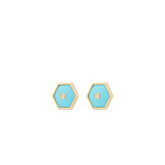 Miseno Jewelry - Baia Sommersa 18K Yellow Gold Diamonds & Turquoise Stud Earrings | Manfredi Jewels