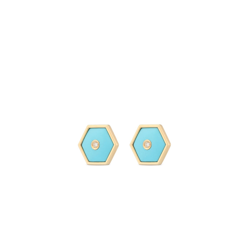 Miseno Jewelry - Baia Sommersa 18K Yellow Gold Diamonds & Turquoise Stud Earrings | Manfredi Jewels