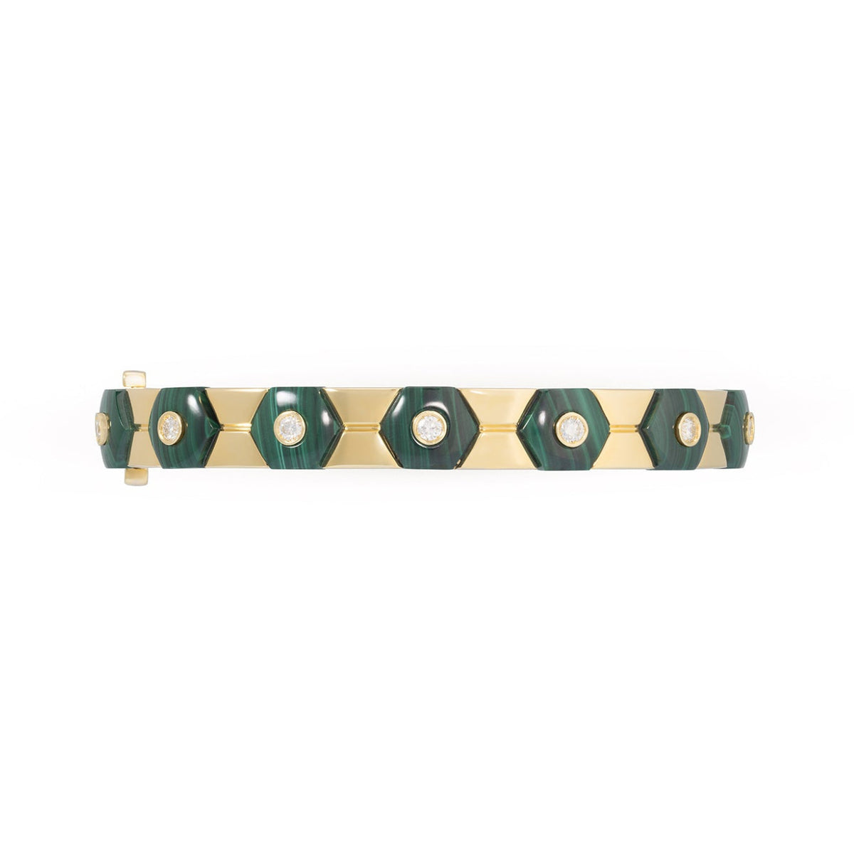Miseno Jewelry - Baia Sommersa 18K Yellow Gold Malachite & Diamond Bangle Bracelet | Manfredi Jewels
