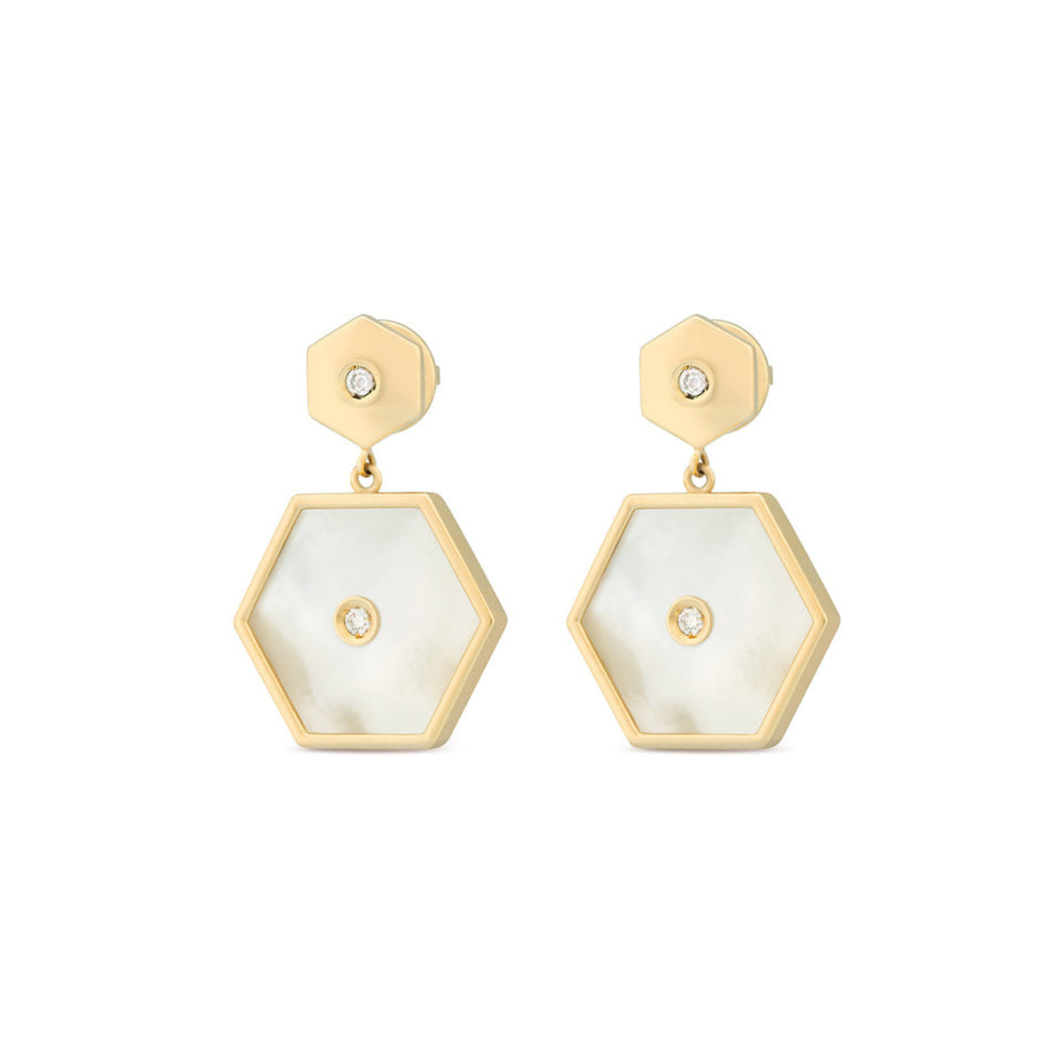 Miseno Jewelry - Baia Sommersa 18K Yellow Gold Mother of Pearl Diamond Drop Earrings | Manfredi Jewels