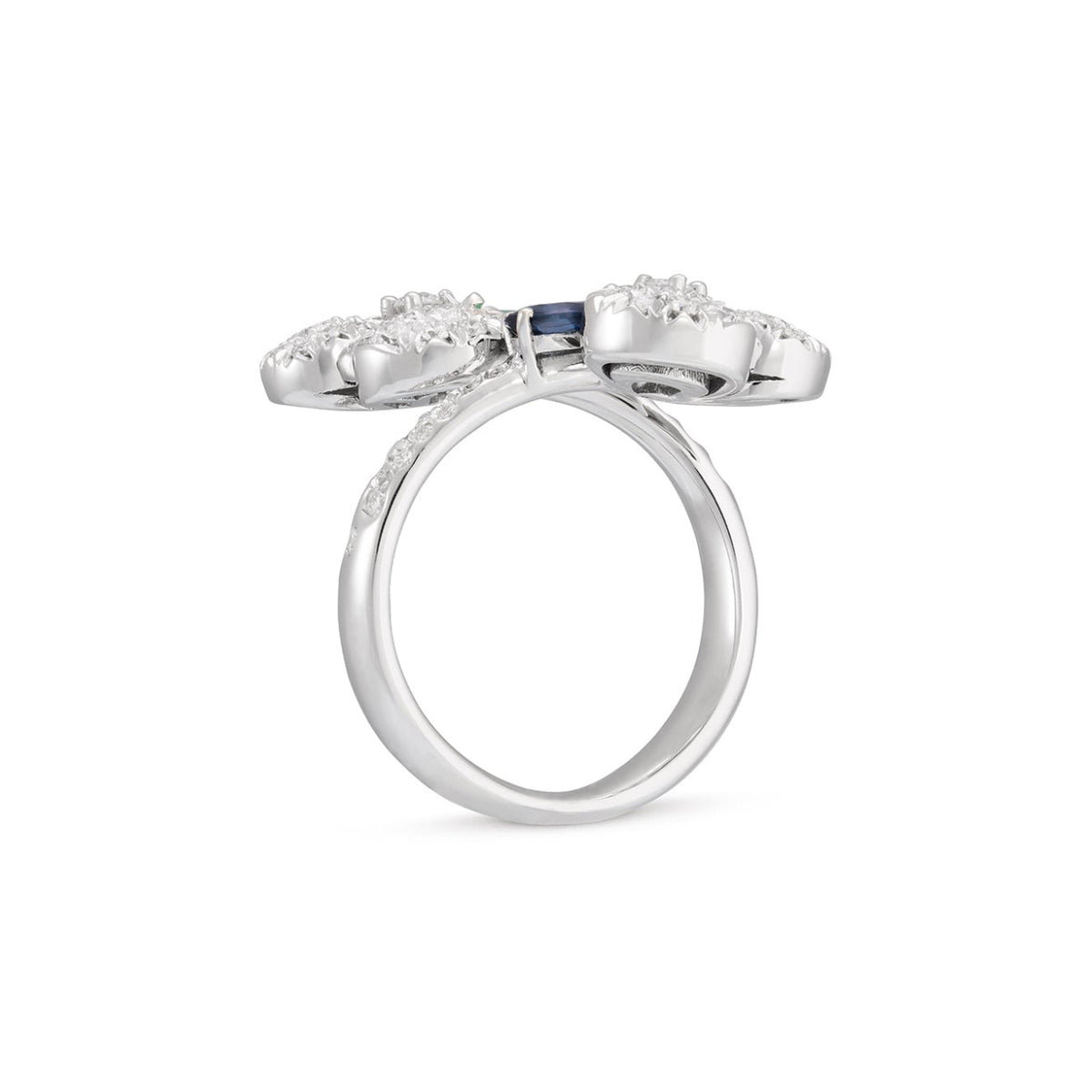 Miseno Jewelry - Ischia 18K White Gold Diamond Pavé Sapphires & Emeralds Ring | Manfredi Jewels