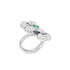 Miseno Jewelry - Ischia 18K White Gold Diamond Pavé Sapphires & Emeralds Ring | Manfredi Jewels
