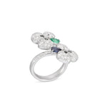 Miseno Jewelry - Ischia 18K White Gold Diamond Pavé Sapphires & Emeralds Ring | Manfredi Jewels