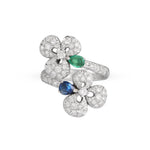 Miseno Jewelry - Ischia 18K White Gold Diamond Pavé Sapphires & Emeralds Ring | Manfredi Jewels