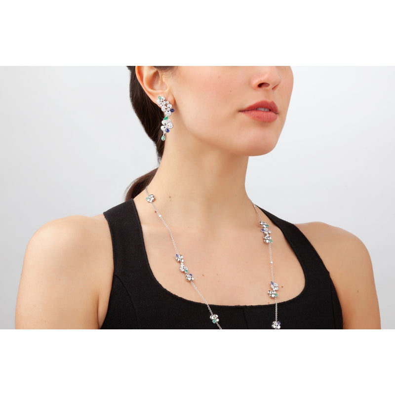 Miseno Jewelry - Ischia 18K White Gold Diamonds Sapphires & Emeralds Pendant Earrings | Manfredi Jewels