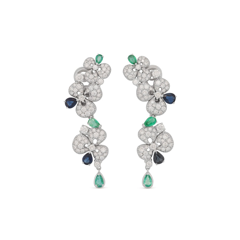 Miseno Jewelry - Ischia 18K White Gold Diamonds Sapphires & Emeralds Pendant Earrings | Manfredi Jewels