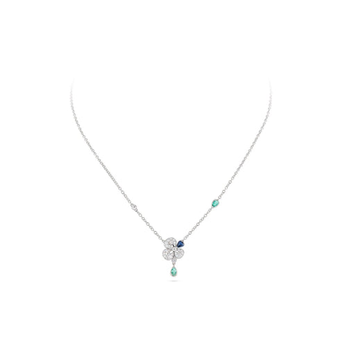 Miseno Jewelry - Ischia 18K White Gold Diamonds Sapphires & Emeralds Pendant Necklace | Manfredi Jewels