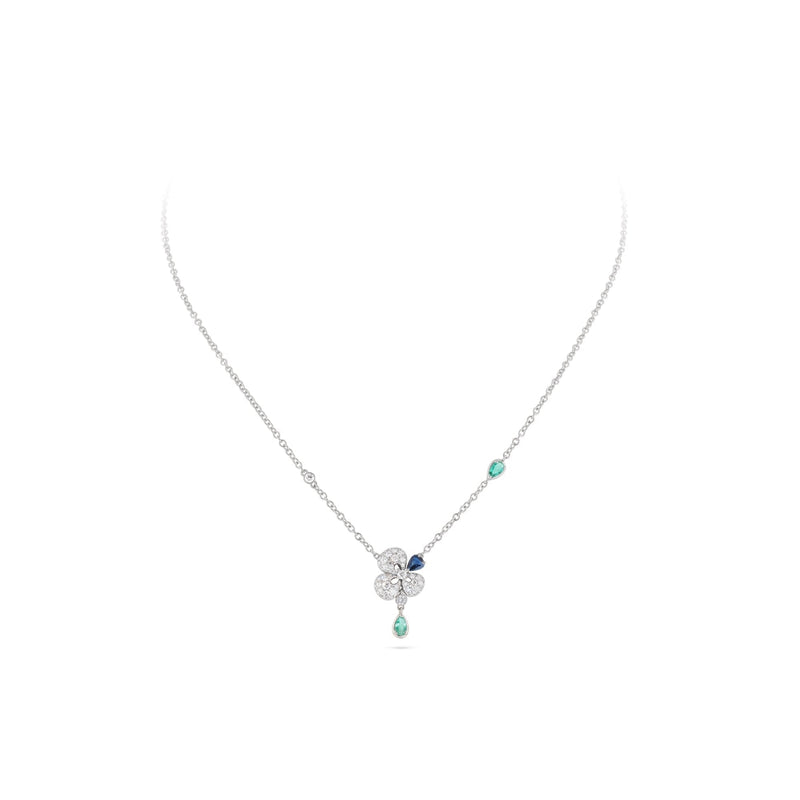 Miseno Jewelry - Ischia 18K White Gold Diamonds Sapphires & Emeralds Pendant Necklace | Manfredi Jewels