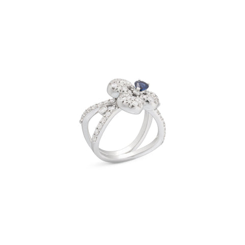 Ischia 18K White Gold Diamonds & Sapphires Ring