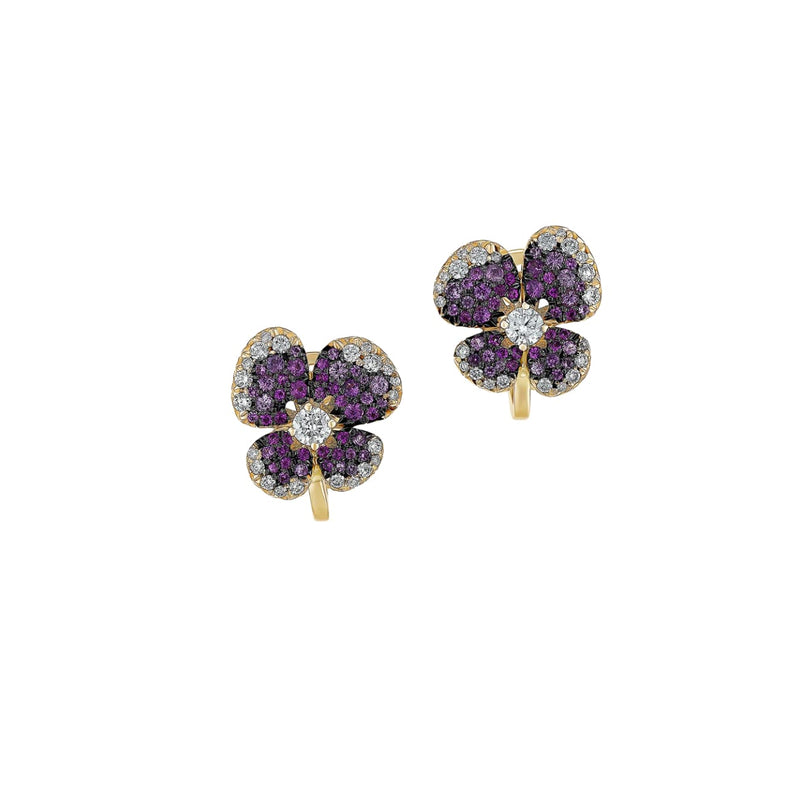 Miseno Jewelry - Ischia 18K Yellow Gold Diamond & Tsavorite Pavé Flower Stud Earrings (Copy) | Manfredi Jewels