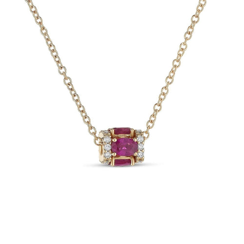Miseno Jewelry - Procida 18K Rose Gold Rubies & Diamond Pendant Necklace | Manfredi Jewels