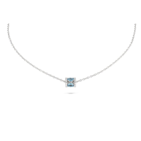 Procida 18K White Gold Diamonds & Aquamarine Pendant Necklace