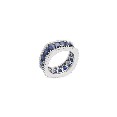 Miseno Jewelry - Procida 18K White Gold Diamonds & Sapphires Ring | Manfredi Jewels