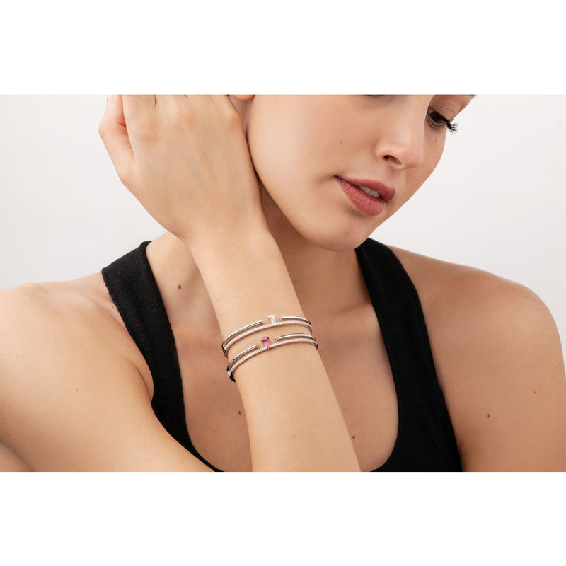Miseno Jewelry - Procida 18K White Gold Pavè Diamond Bangle Bracelet | Manfredi Jewels