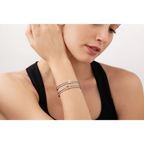 Miseno Jewelry - Procida 18K White Gold Pavè Diamonds Sapphires Bangle Bracelet | Manfredi Jewels
