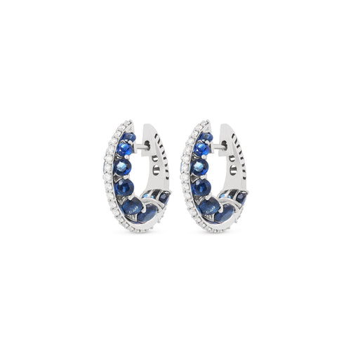 Miseno Jewelry - Procida 18K White Gold Pavè Diamonds Sapphires Hoop Earrings | Manfredi Jewels
