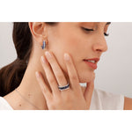Miseno Jewelry - Procida 18K White Gold Pavè Diamonds Sapphires Hoop Earrings | Manfredi Jewels