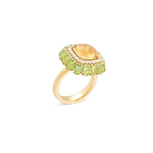Miseno Jewelry - Procida 18K Yellow Gold Diamond Citrine & Peridot Ring | Manfredi Jewels