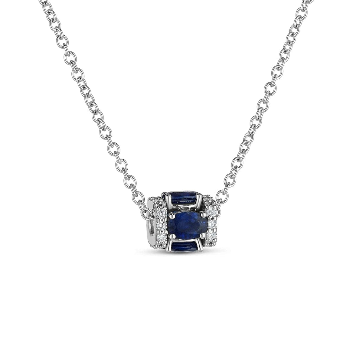 Miseno Jewelry - Procida Blue Sapphires And White Diamonds 18K White Gold Pendant | Manfredi Jewels