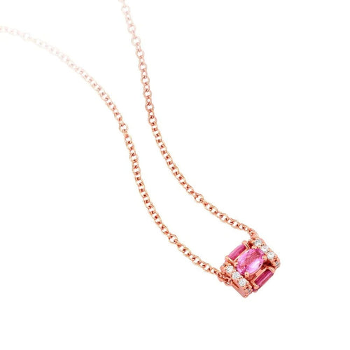 Miseno Jewelry - Procida Pink Sapphires And White Diamond 18K Rose Gold Pendant | Manfredi Jewels
