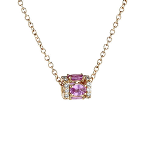 Miseno Jewelry - Procida Pink Sapphires And White Diamond 18K Rose Gold Pendant | Manfredi Jewels
