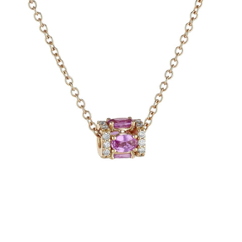 Procida Pink Sapphires And White Diamond 18K Rose Gold Pendant