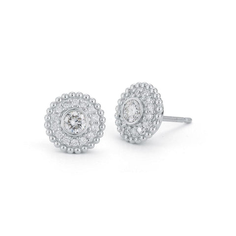 Procida Stud Style 18K White Gold WIth White Diamonds Earrings