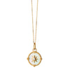 Monica Rich Kosann Jewelry - ’Adventure’ 18K Yellow Gold Mini Compass Mother Of Pearl & Diamond Charm Necklace | Manfredi Jewels