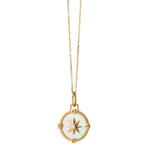 Monica Rich Kosann Jewelry - ’Adventure’ 18K Yellow Gold Mini Compass Mother Of Pearl & Diamond Charm Necklace | Manfredi Jewels