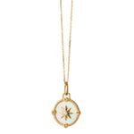 Monica Rich Kosann Jewelry - ’Adventure’ 18K Yellow Gold Mini Compass Mother Of Pearl & Diamond Charm Necklace | Manfredi Jewels
