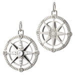 Monica Rich Kosann Jewelry - “Adventure” Sterling Silver White Enamel and Sapphires Compass Charm Pendant | Manfredi Jewels