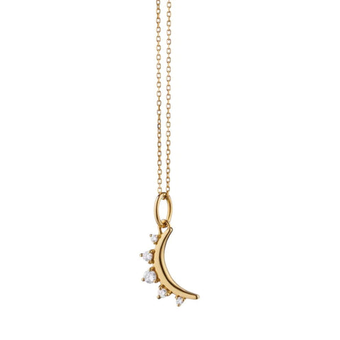 April Diamond "Moon" 18K Yellow Gold Birthstone Necklace