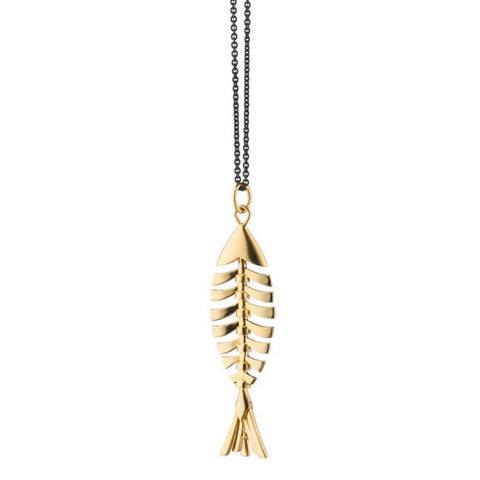 Deco Fish 18K Yellow Gold Charm Necklace