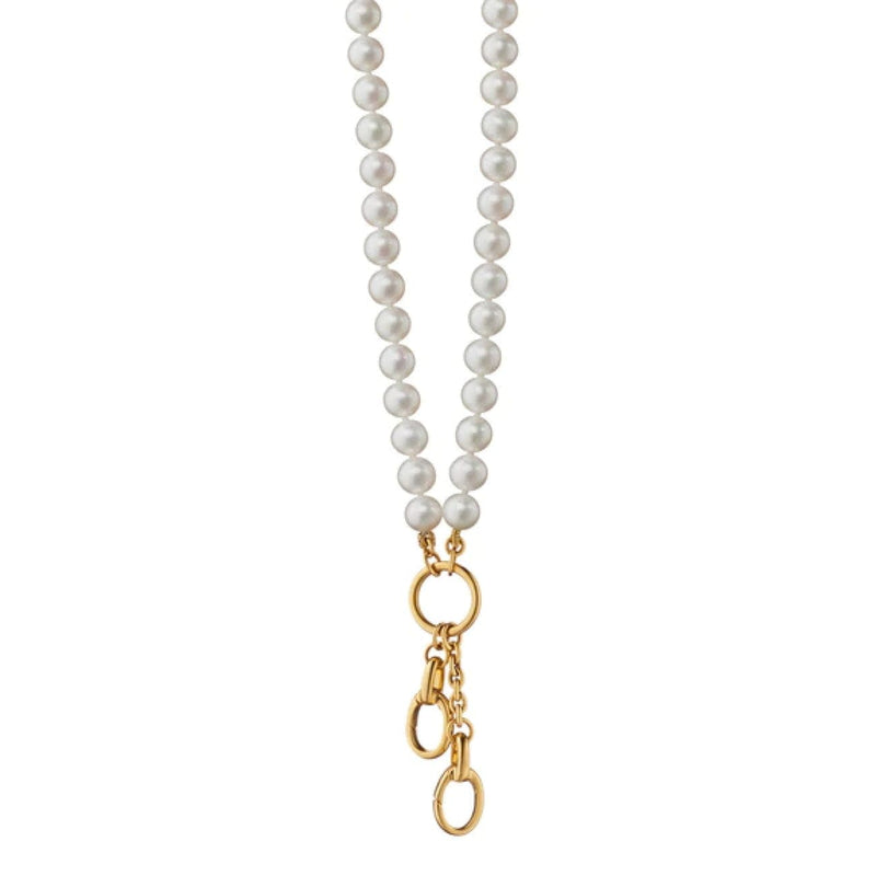 Monica Rich Kosann design Your Own 18k Yellow Gold Pearl Chain 2 Charm Stations Necklace