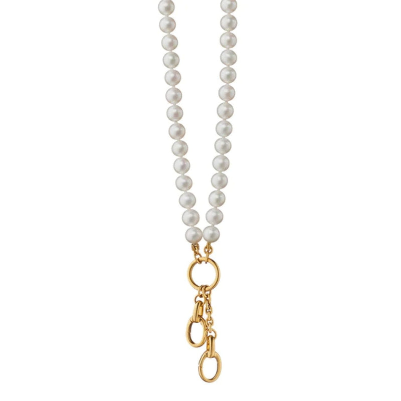 Monica Rich Kosann Jewelry - ’Design Your Own’ 18K Yellow Gold Pearl Chain 2 Charm Stations Necklace | Manfredi Jewels