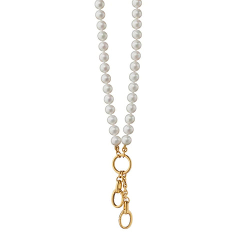 "Design Your Own" 18K Yellow Gold Pearl Chain 2 Charm Stations Necklace
