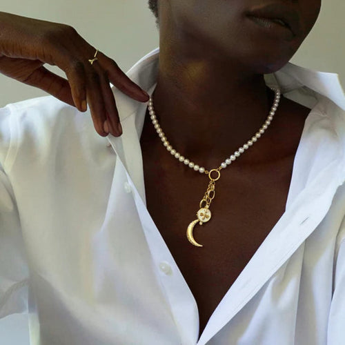 Monica Rich Kosann Jewelry - ’Dream’ 18K Yellow Gold Moon Diamond Charm Pendant | Manfredi Jewels