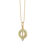 Monica Rich Kosann Jewelry - Mini Sundial 18K Yellow Gold Green Enamel & Diamond Necklace | Manfredi Jewels