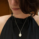 Monica Rich Kosann Jewelry - Mother Of Pearl Sterling Silver Petite Stone Locket Necklace | Manfredi Jewels