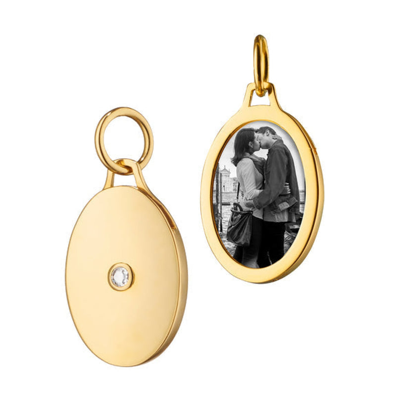 Monica Rich Kosann Jewelry - Oval 18K Yellow Gold Diamond Half Locket Pendant | Manfredi Jewels