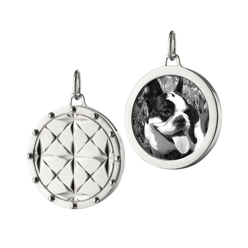 Monica Rich Kosann Jewelry - Round Mosaic Sterling Silver Half Locket Pendant | Manfredi Jewels