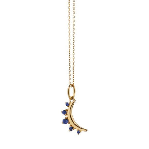September Sapphire "Moon" 18K Yellow Gold Birthstone Necklace