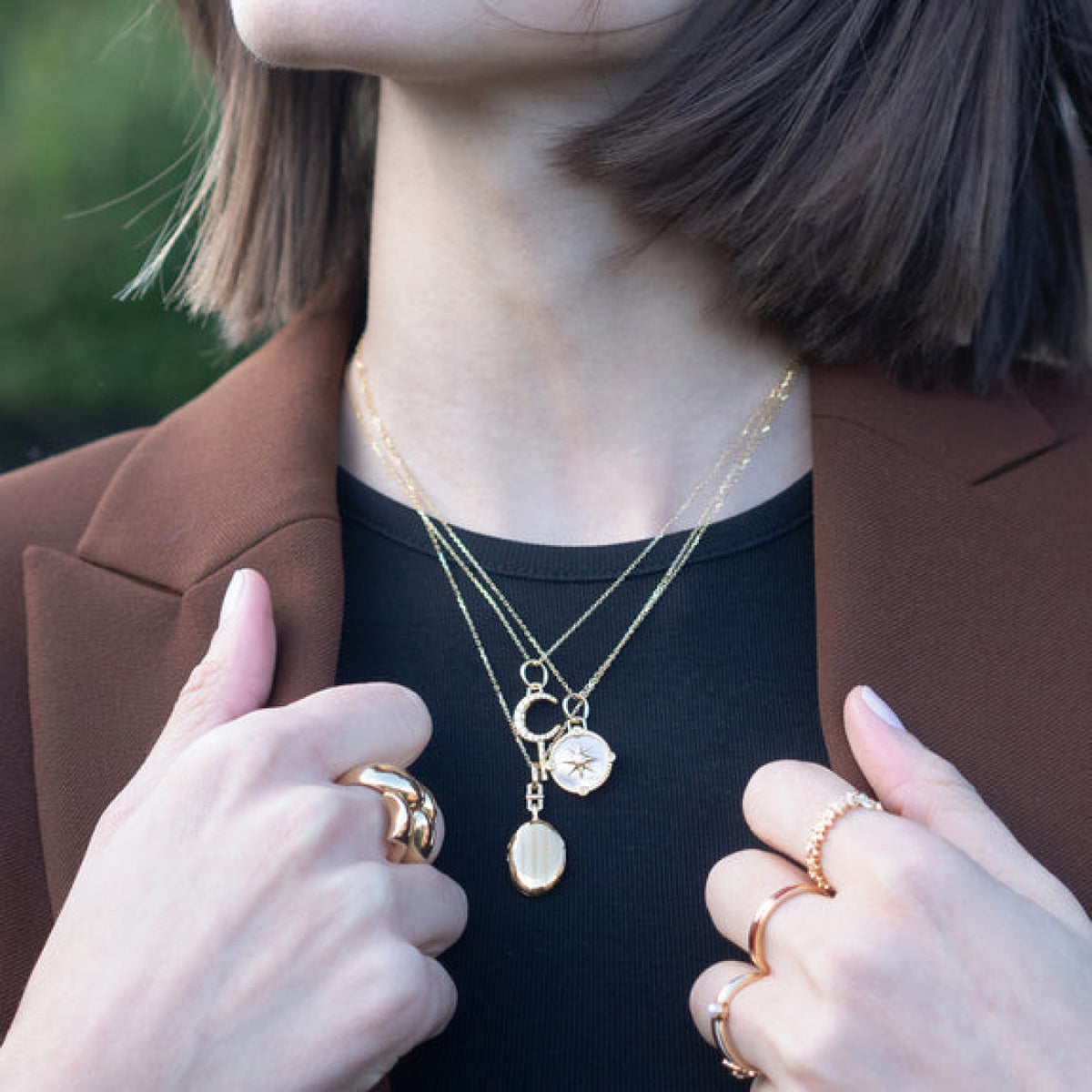 Monica Rich Kosann Jewelry - Eve 18K Yellow Gold Slim Pinstripe Locket Necklace | Manfredi Jewels
