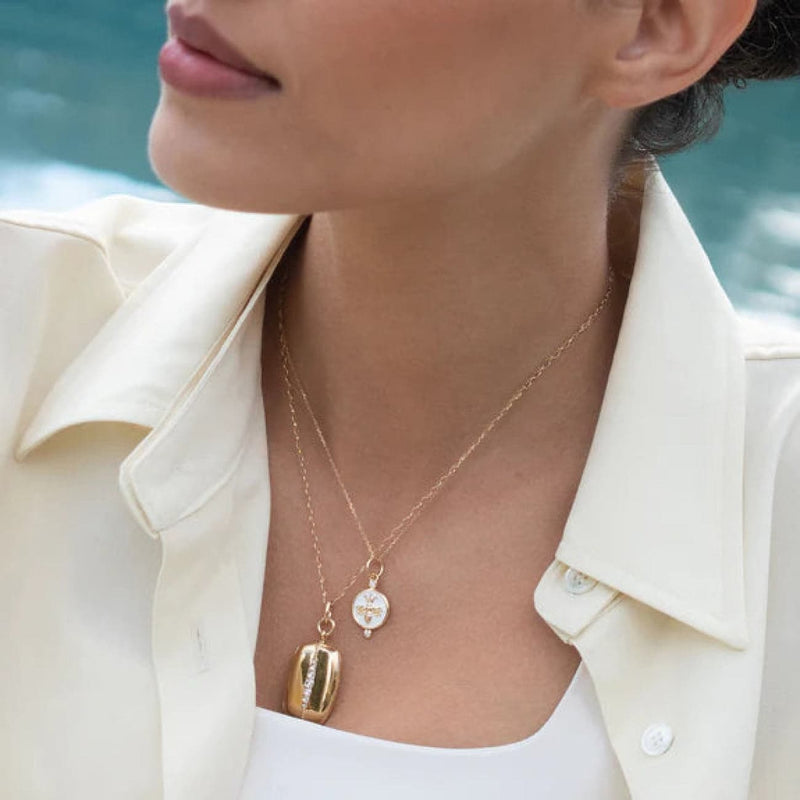 Monica Rich Kosann Jewelry - Slim Rectangle ’Kate’ 18K Yellow Gold Locket Necklace | Manfredi Jewels