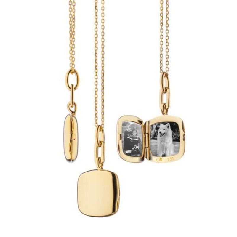 Monica Rich Kosann Jewelry - Viv 18K Yellow Gold Slim Cushion Locket Necklace | Manfredi Jewels