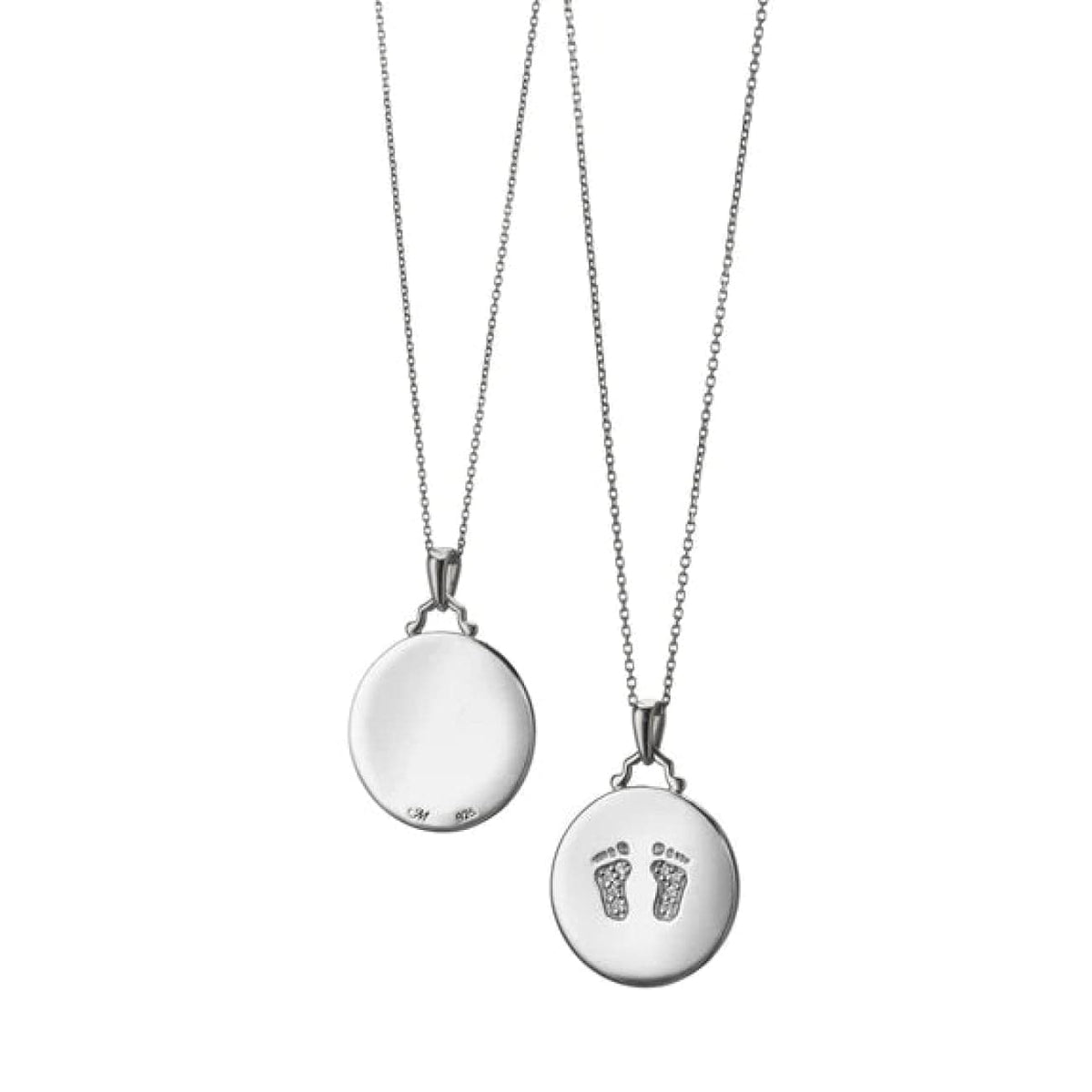 Monica Rich Kosann Jewelry - Small Sterling Silver Baby Feet White Sapphire Charm Pendant | Manfredi Jewels