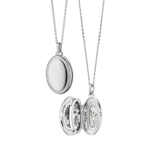 The Four Image "Midi" Sterling Silver Sapphire Locket Necklace