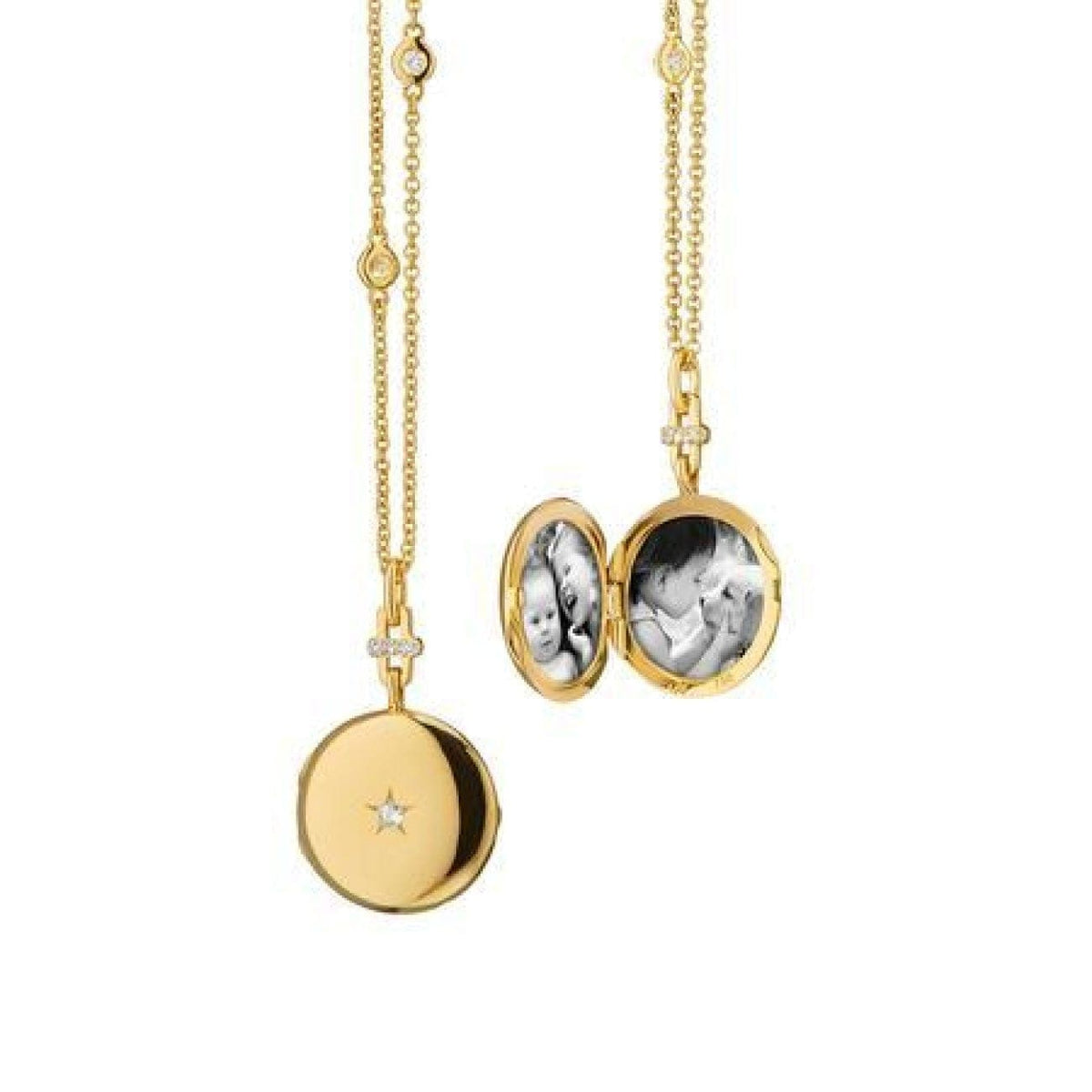 Monica Rich Kosann Jewelry - Twinkle Star 18K Yellow Gold Center Star Set Diamond Locket Necklace | Manfredi Jewels